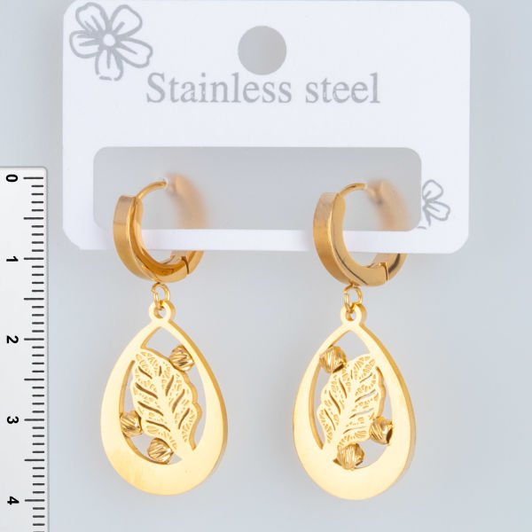 Steel Earring Leaf - 1 Pair