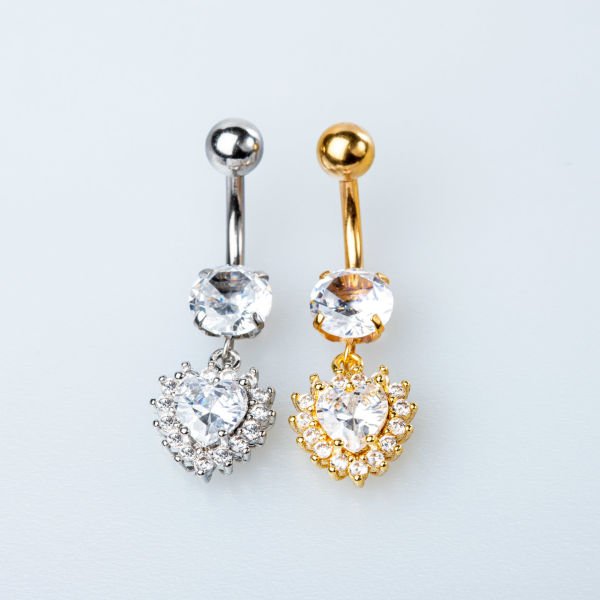 Piercing Göbek Kalp Taşlı
