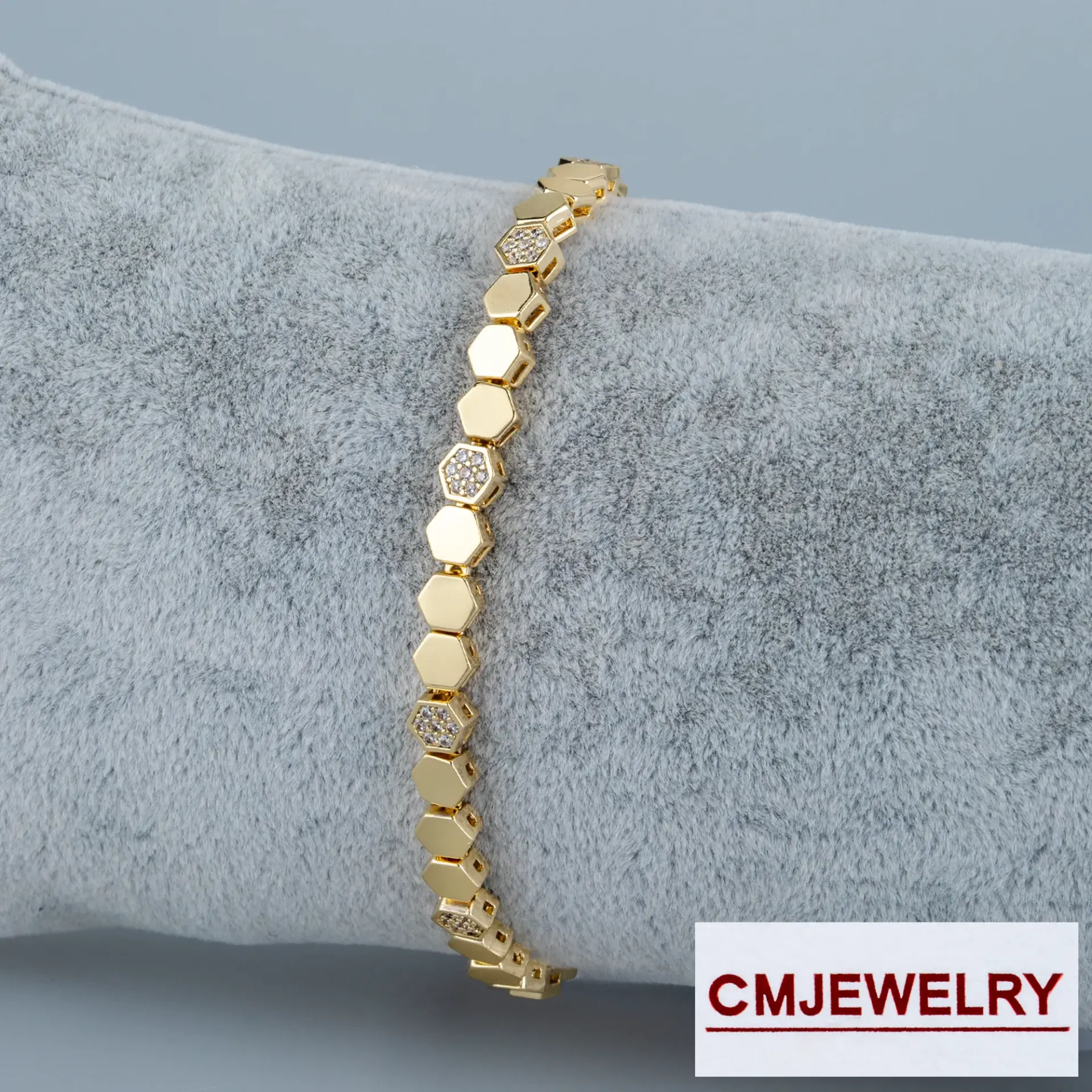 CM Jewelry 14K Zincir Taşlı Bileklik