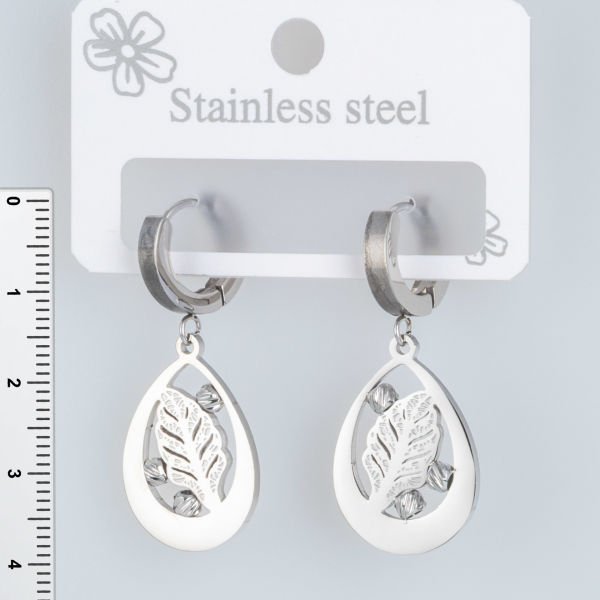 Steel Earring Leaf - 1 Pair