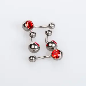 Toptan Titanyum Kırmızı Taşlı Göbek Piercing 1.6mm