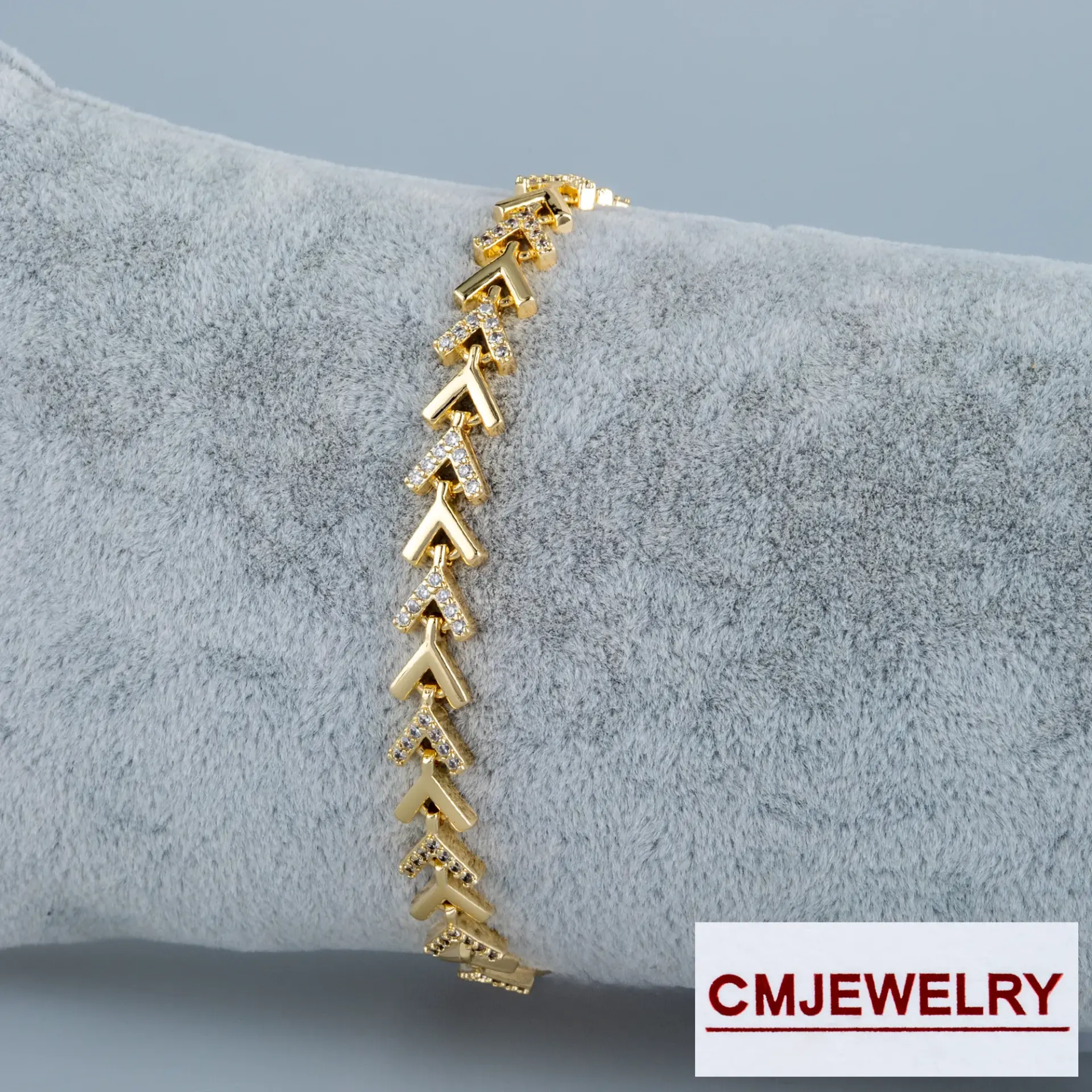 CM Jewelry 14K Zincir Taşlı Bileklik