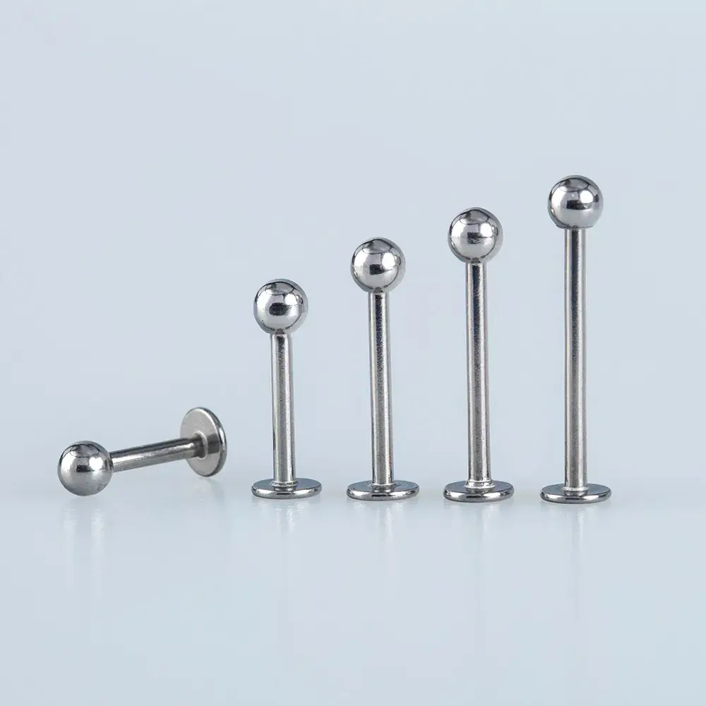 Toptan 316L Çelik Piercing Labret 3mm Top İlk Delim Bar Boyu: 8mm