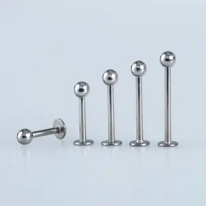 Toptan 316L Çelik Piercing Labret 3mm Top İlk Delim Silver Bar Boyu: 6mm