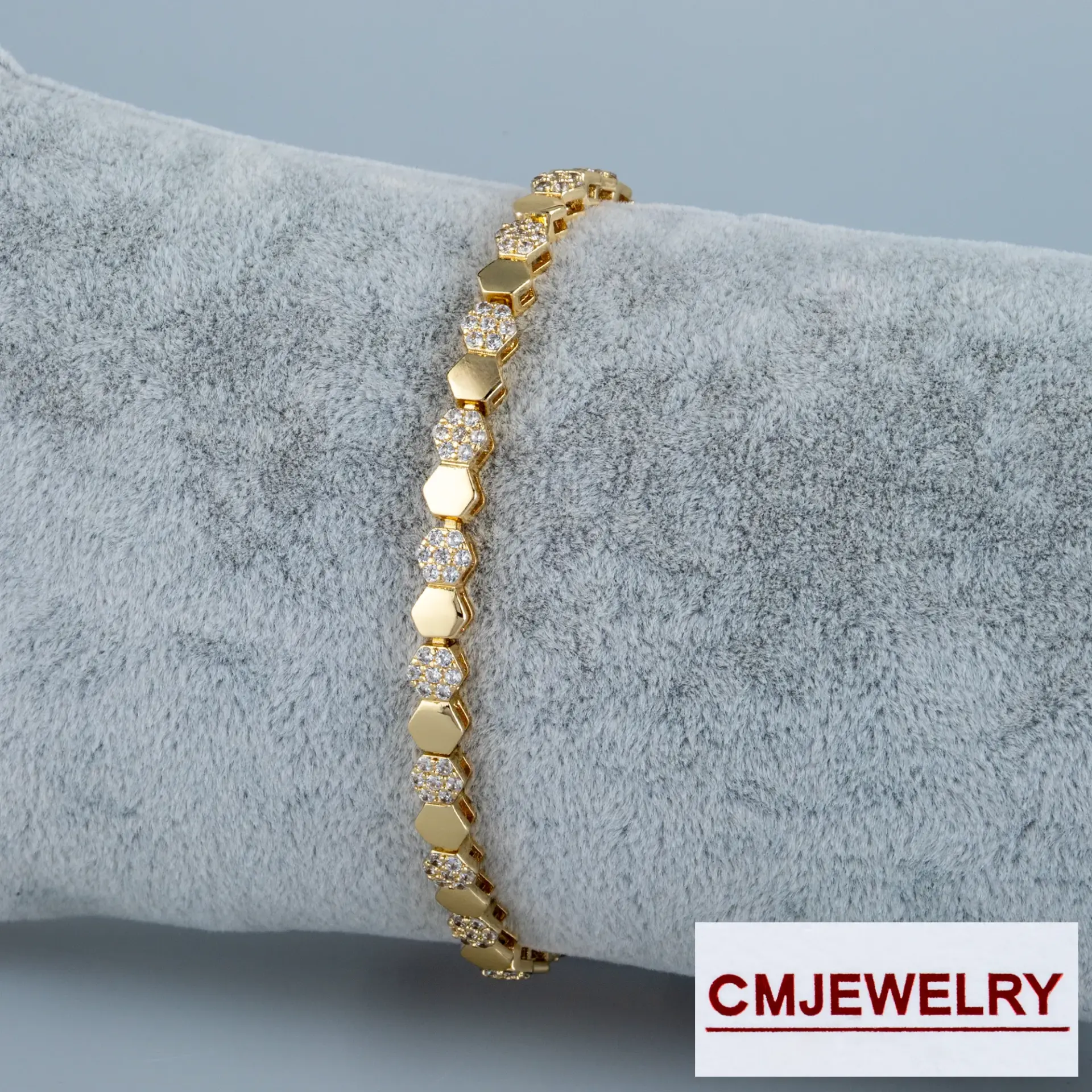 CM Jewelry 14K Zincir Taşlı Bileklik