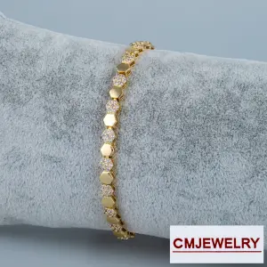 CM Jewelry 14K Zincir Taşlı Bileklik