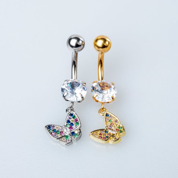 Piercing Göbek Kelebek Taşlı