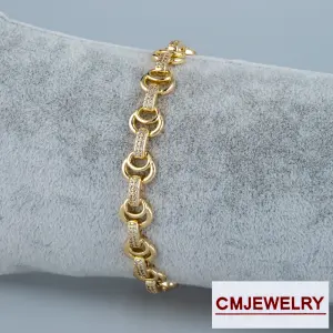CM Jewelry 14K Zincir Taşlı Bileklik
