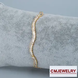CM Jewelry 14K Zincir Taşlı Bileklik