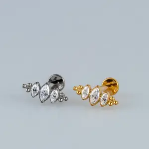 Toptan G23 Titanyum Üçlü Markiz Piercing Beyaz 8mm