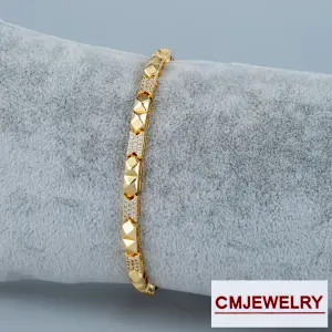 CM Jewelry 14K Zincir Taşlı Bileklik