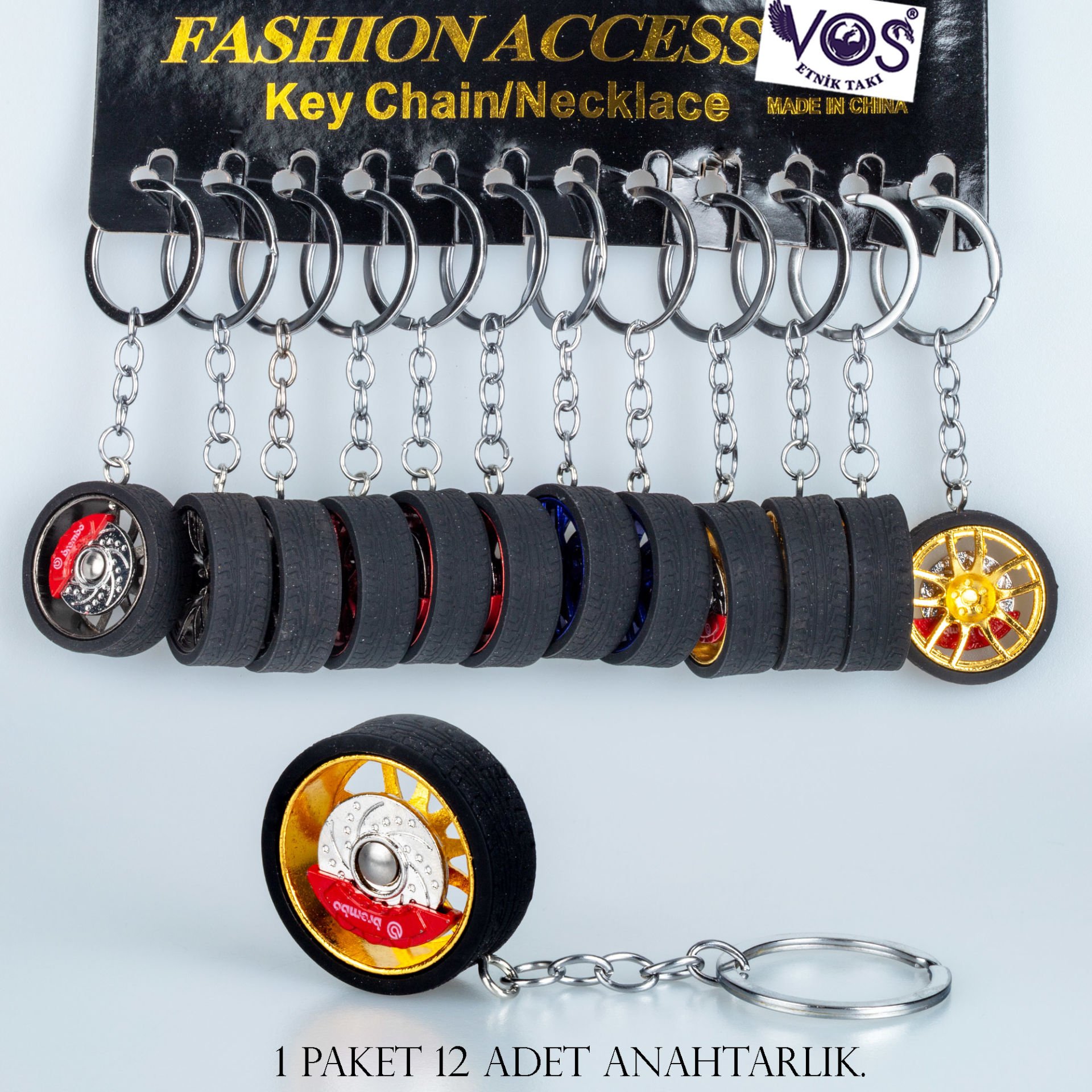 Keychain Package 12 Pieces Rubber Disc Brake