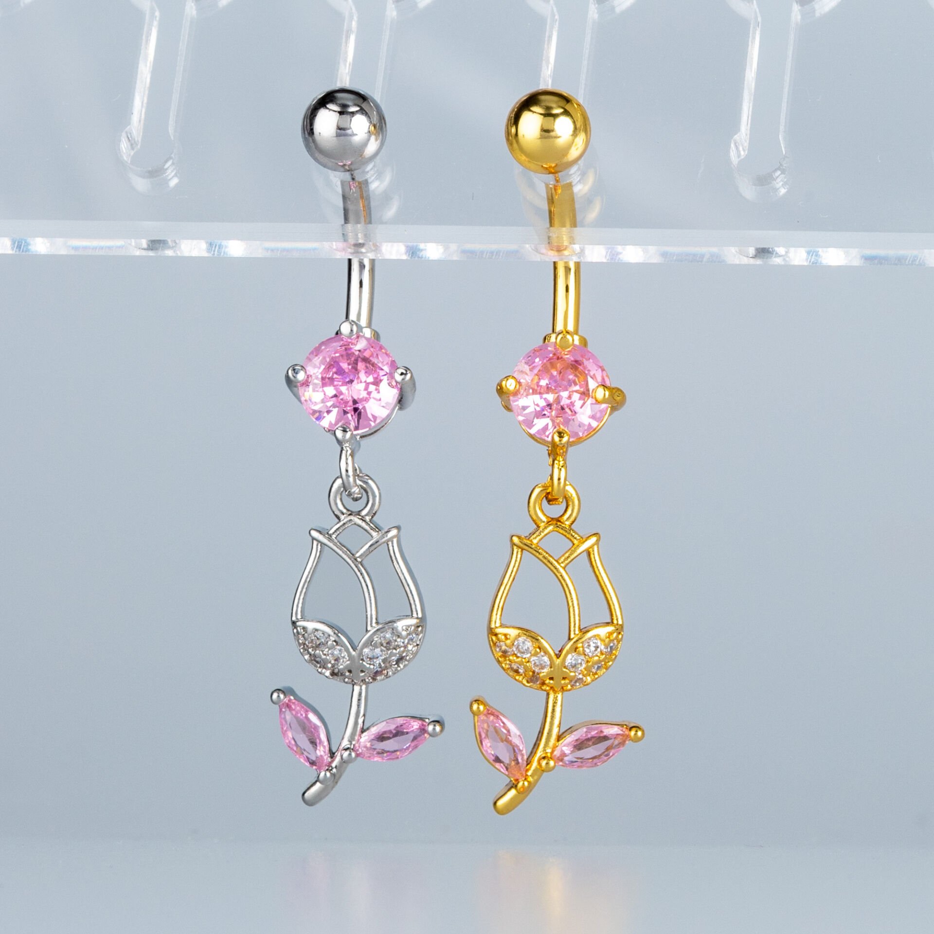 Piercing Göbek Fashion Lale Beyaz