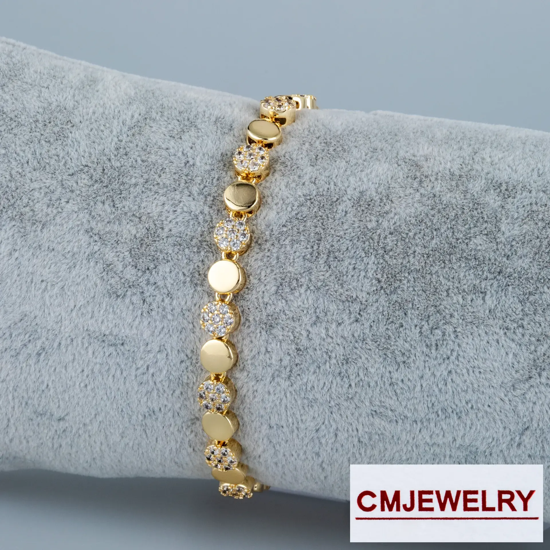 CM Jewelry 14K Zincir Taşlı Bileklik