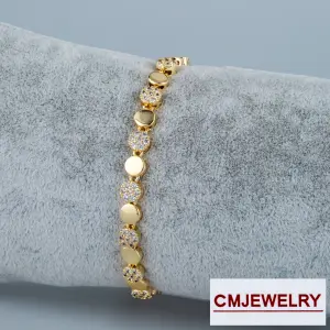CM Jewelry 14K Zincir Taşlı Bileklik