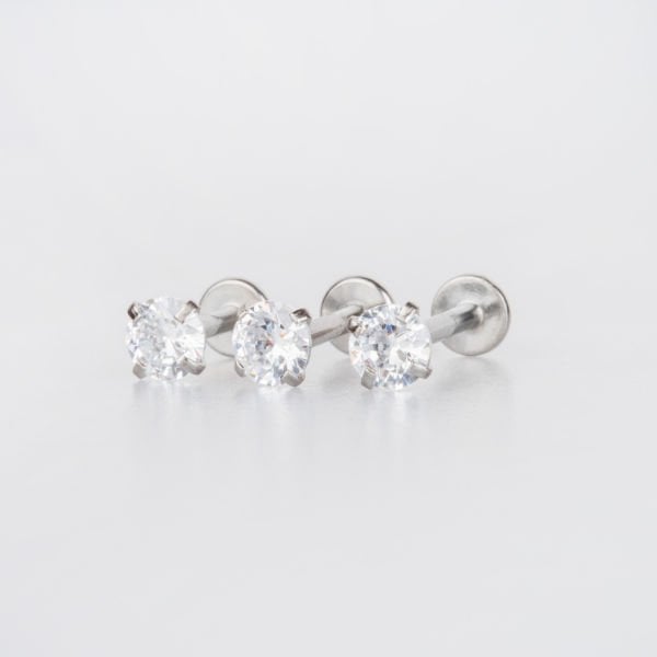 Piercing Labret 4mm Yuvarlak Taş