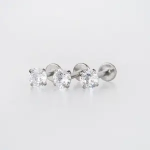 Piercing Labret 4mm Yuvarlak Taş Boy: 1.2x6x4mm
