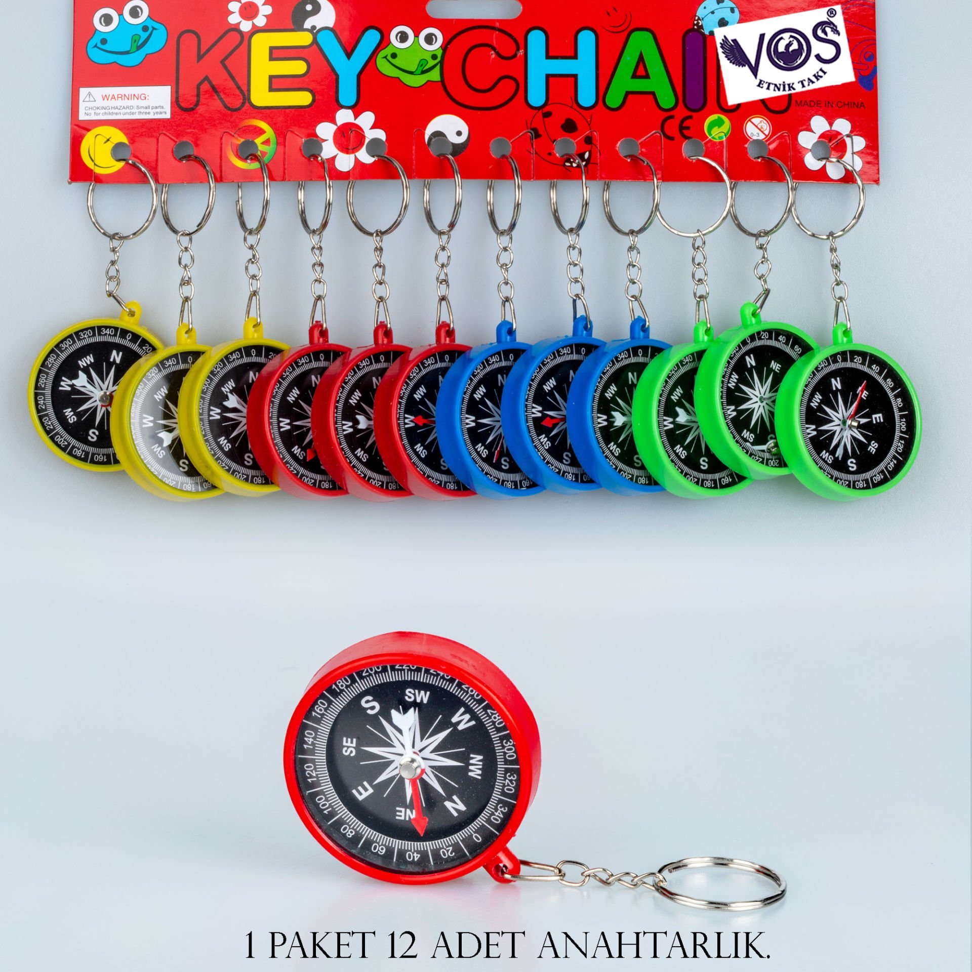 Anahtarlık Paket 12 Adet Pusula