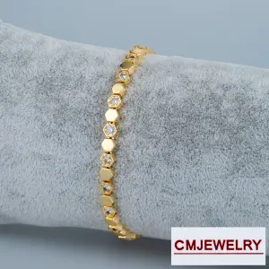CM Jewelry 14K Zincir Taşlı Bileklik