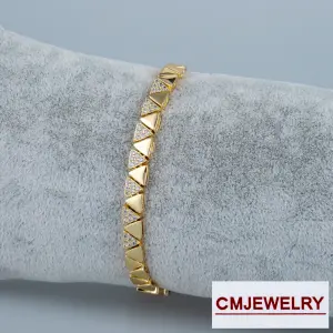 CM Jewelry 14K Zincir Taşlı Bileklik