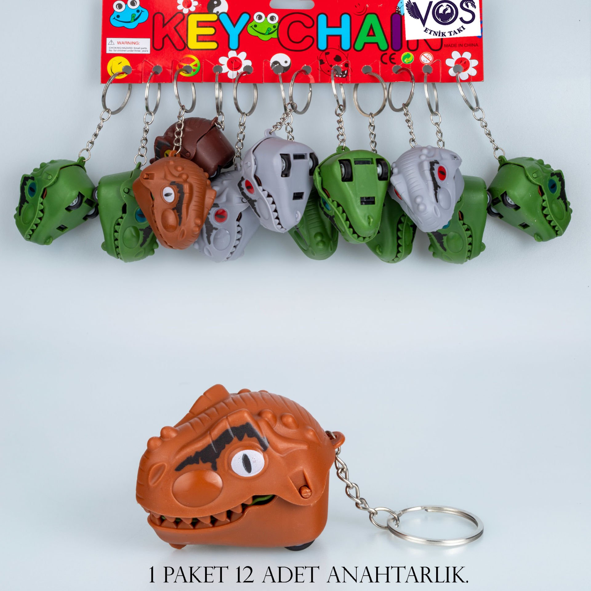 Keychain Pack of 12 Dinosaurs