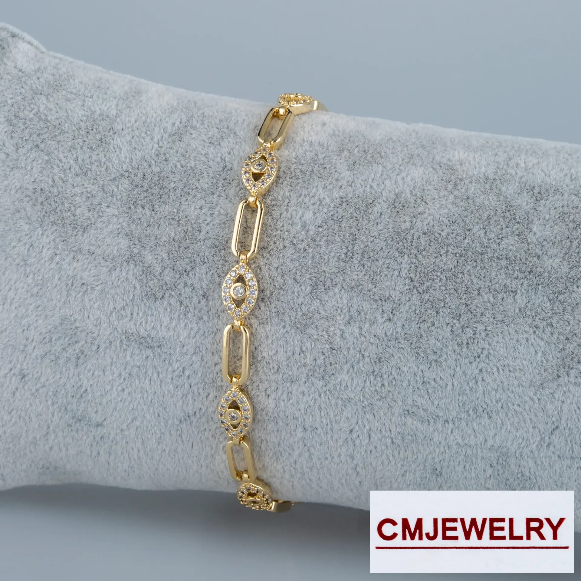 CM Jewelry 14K Zincir Taşlı Bileklik