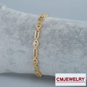 CM Jewelry 14K Zincir Taşlı Bileklik