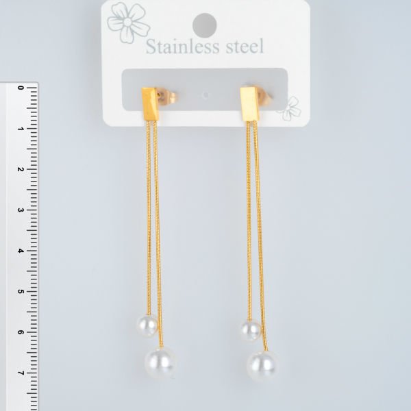 Steel Earrings Pearl - 1 Pair