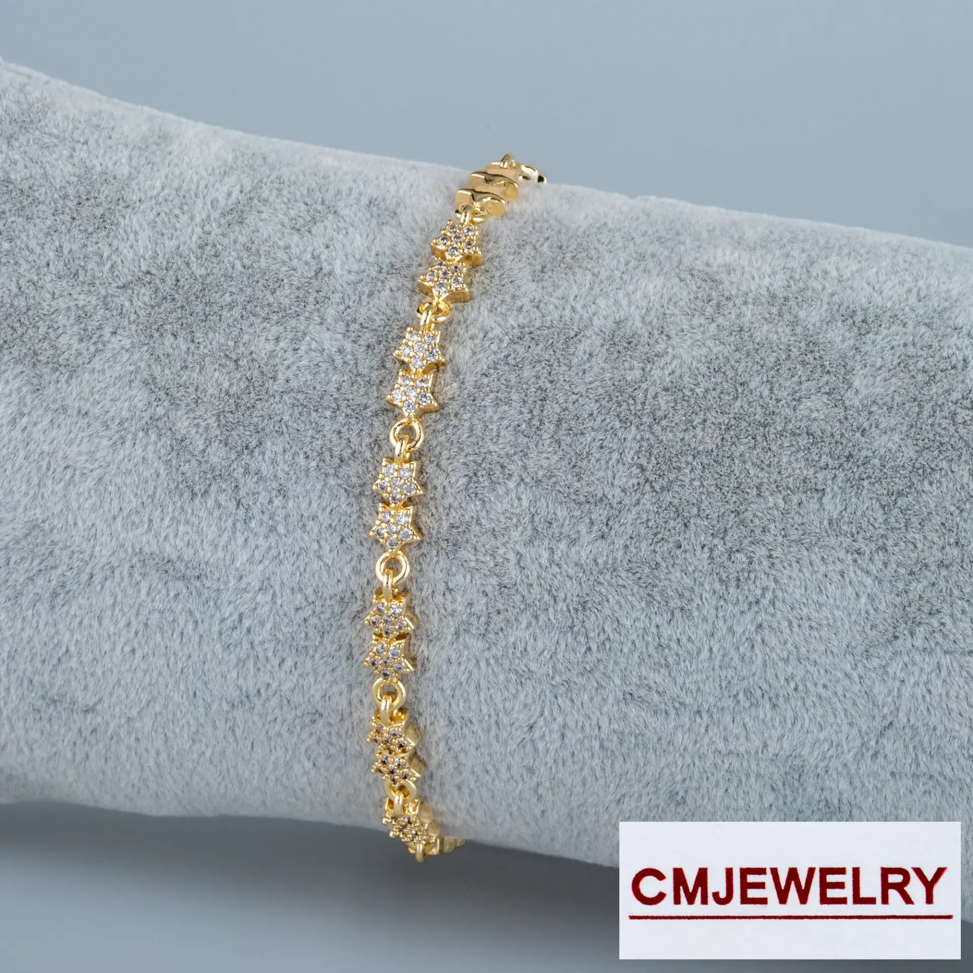 CM Jewelry 14K Zincir Taşlı Yıldız Bileklik