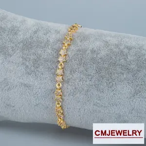 CM Jewelry 14K Zincir Taşlı Yıldız Bileklik