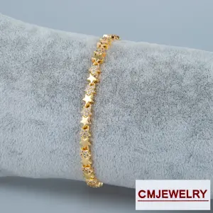 CM Jewelry 14K Zincir Taşlı Yıldız Bileklik