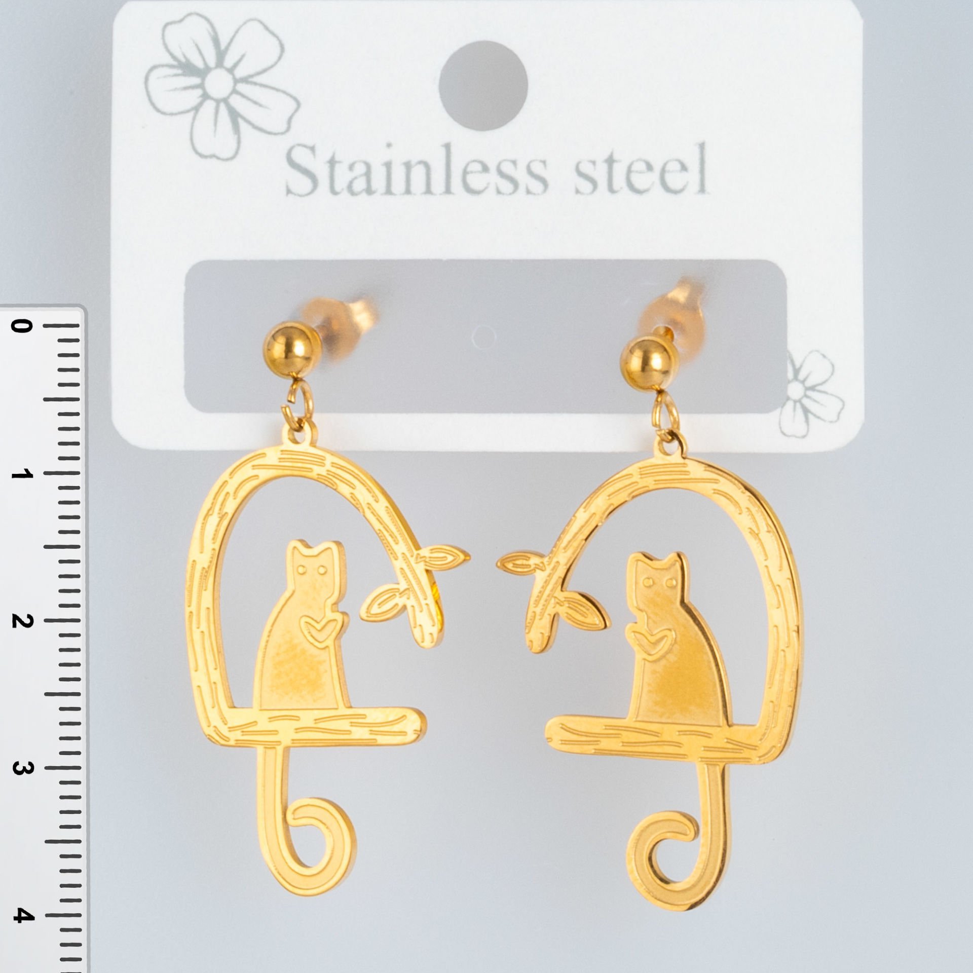 Çelik Küpe Kedi - 1  Çift