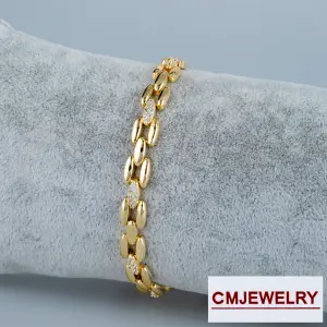 CM Jewelry 14K Zincir Taşlı Bileklik