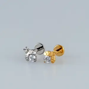 Toptan G23 Titanyum Kanatlı Martı Piercing Beyaz 8mm