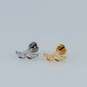 Toptan G23 Titanyum Kanatlı Martı Piercing Beyaz 8mm
