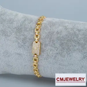 CM Jewelry 14K Zincir Taşlı Bileklik
