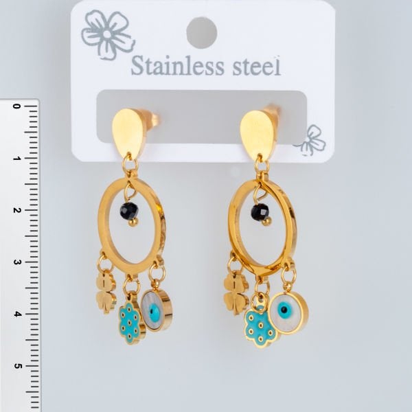 Steel Earring Clover - 1 Pair