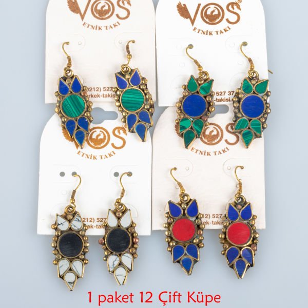 Pirinç Küpe Paket 12 Çift Mix
