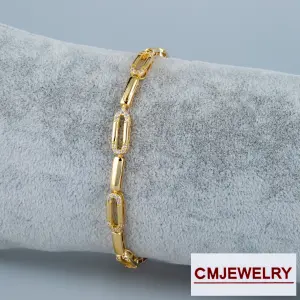 CM Jewelry 14K Zincir Taşlı Bileklik