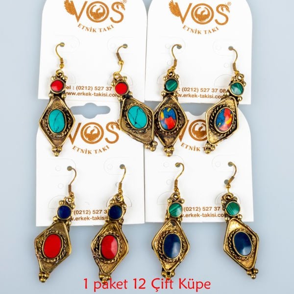 Pirinç Küpe Paket 12 Çift Mix