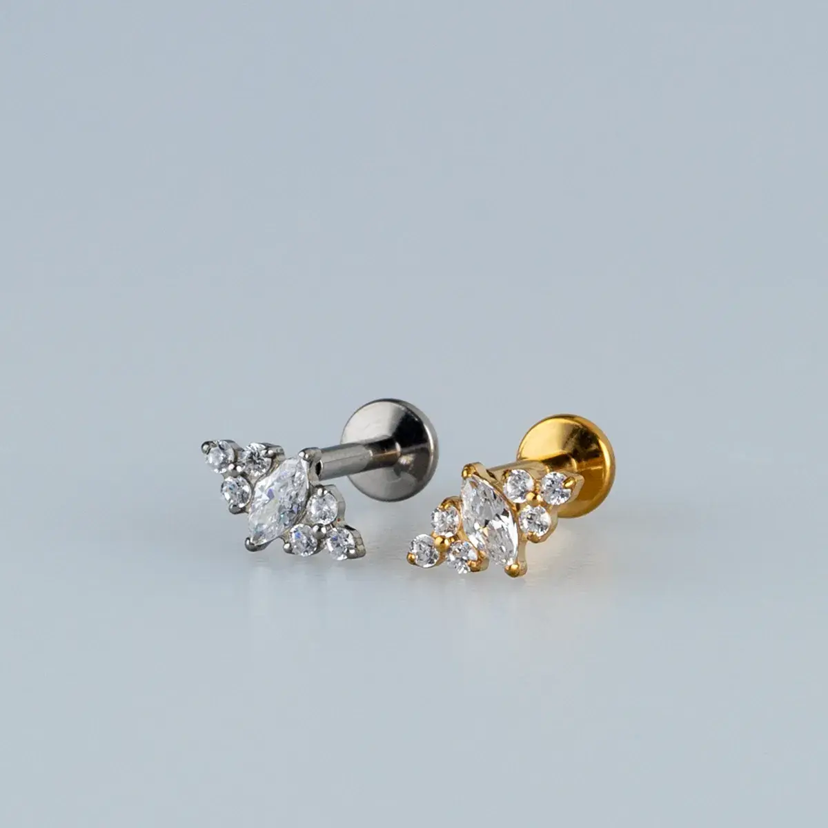 Toptan G23 Titanyum Markiz Küme Piercing Beyaz 8mm