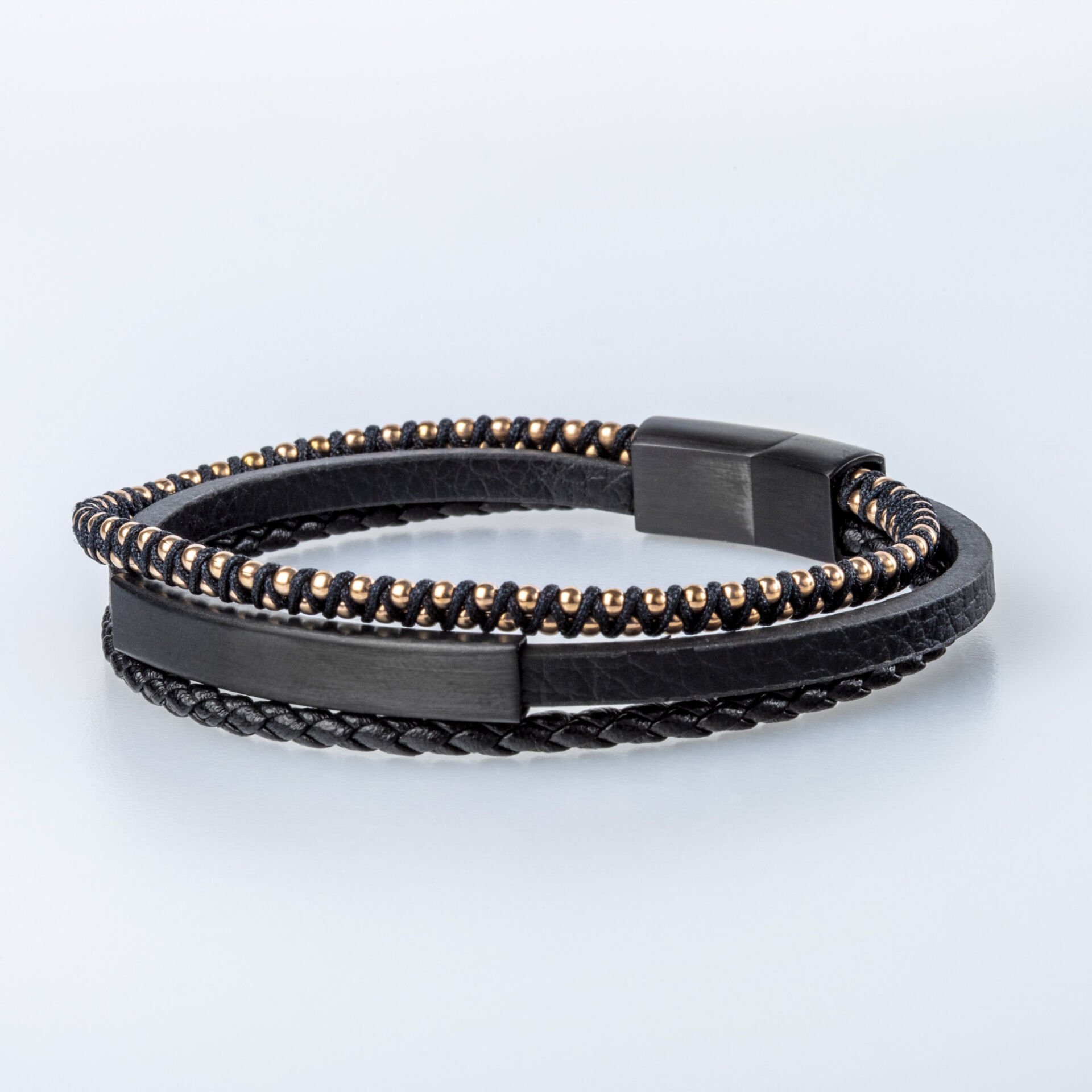 Men's Leather Steel Bracelet