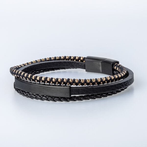 Men's Leather Steel Bracelet