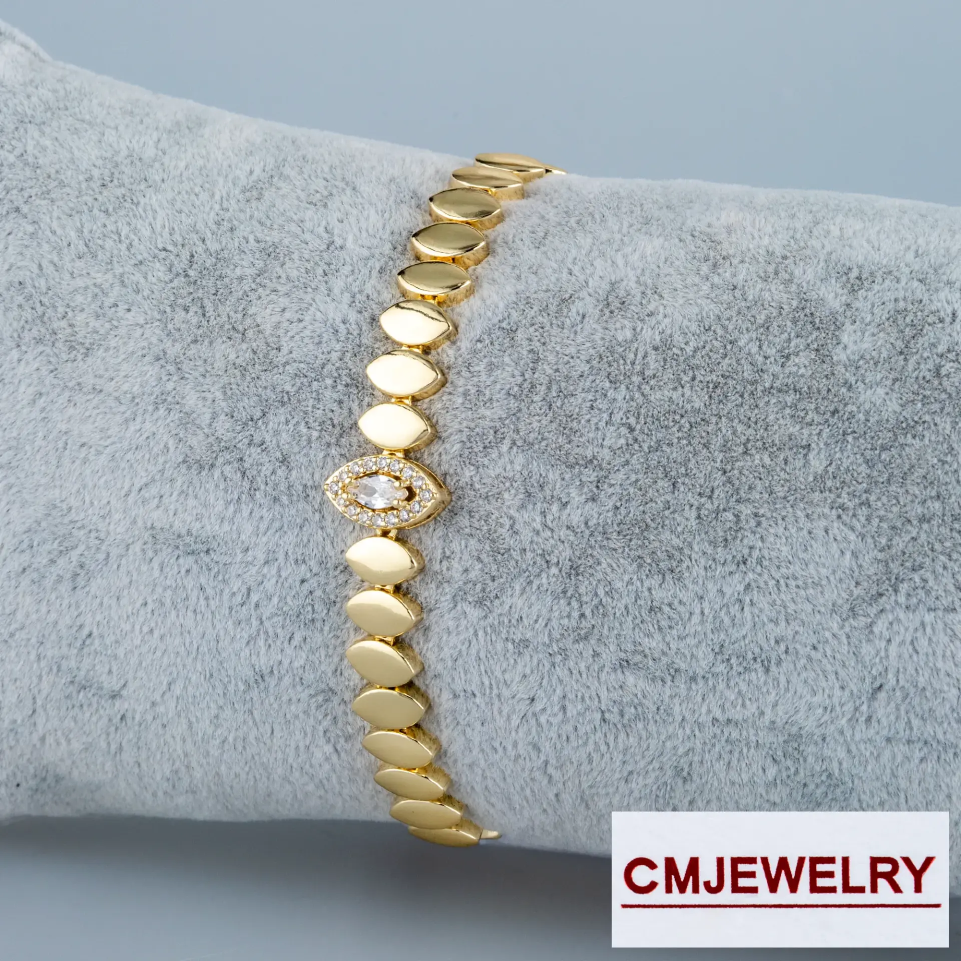 CM Jewelry 14K Zincir Taşlı Bileklik