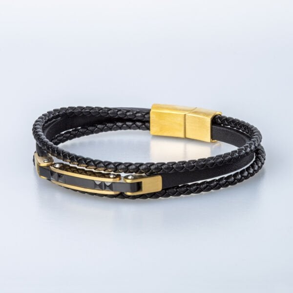 Men's Leather Steel Bracelet