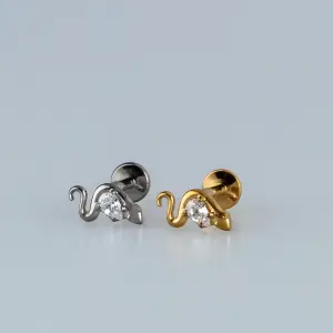 Toptan G23 Titanyum Yılan Piercing Beyaz 8mm