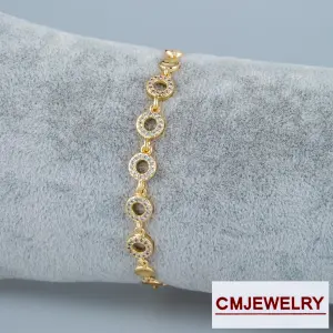 CM Jewelry 14K Zincir Taşlı Bileklik