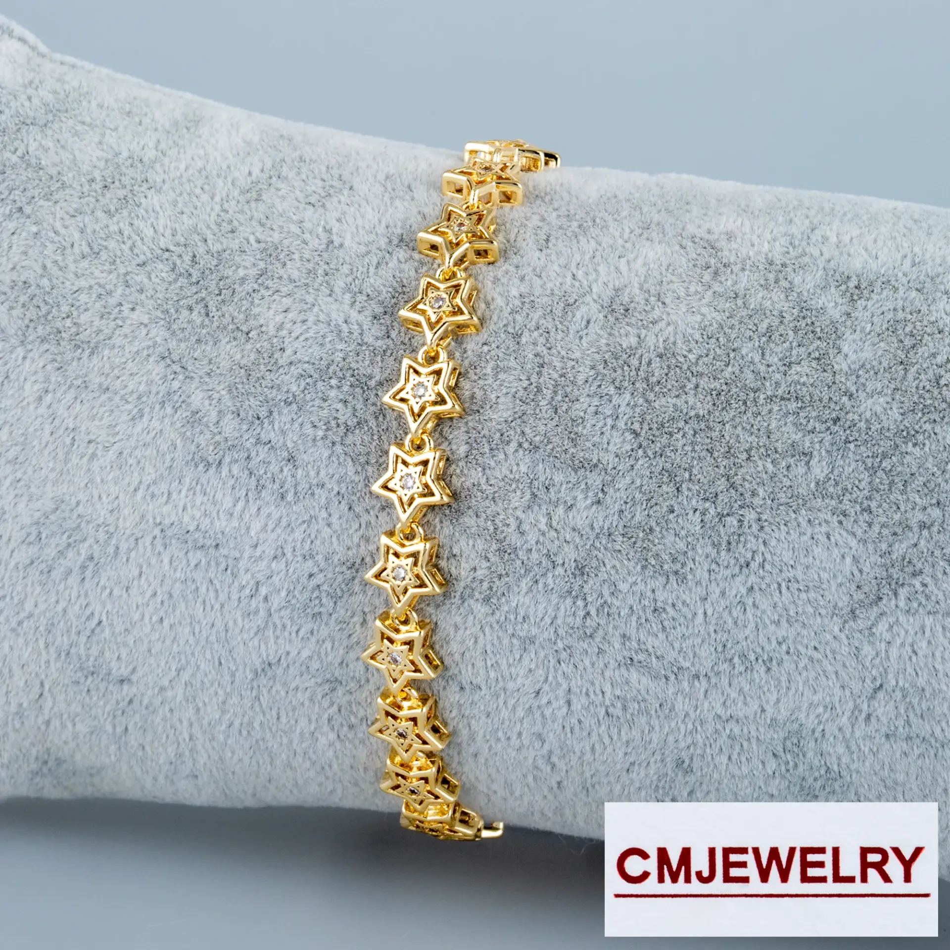 CM Jewelry 14K Yıldız Zincir Taşlı Bileklik