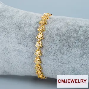 CM Jewelry 14K Yıldız Zincir Taşlı Bileklik