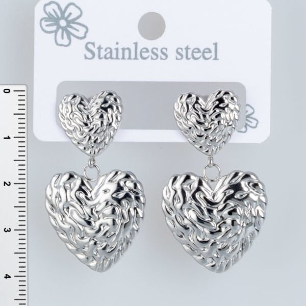 Steel Earring Heart - 1 Pair